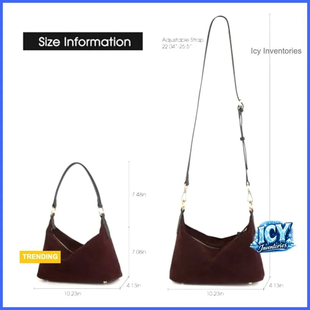 Real Cowhide Suede Slouchy Hobo Bag with Shoulder Strap